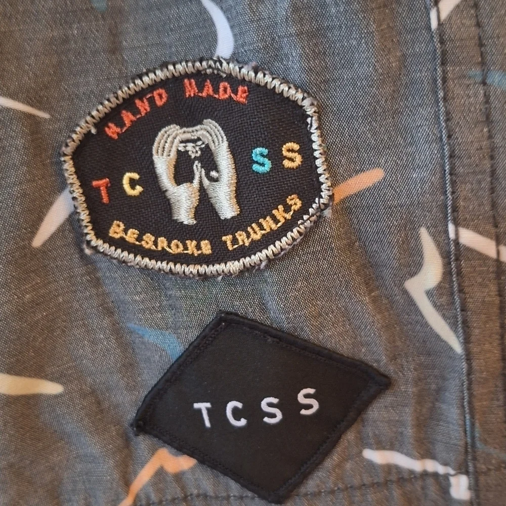 TCSS The Critical Slide Society Mens Gray Floral Swim Trunks Size 29